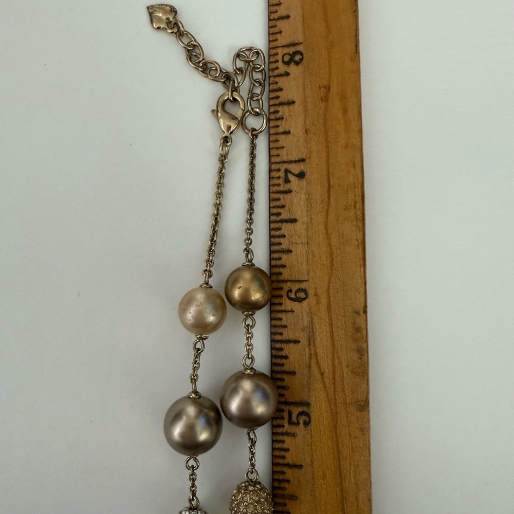 Y2K Carolee Gold-Tone Pearl & Crystal Bead Necklace - Picture 11 of 14